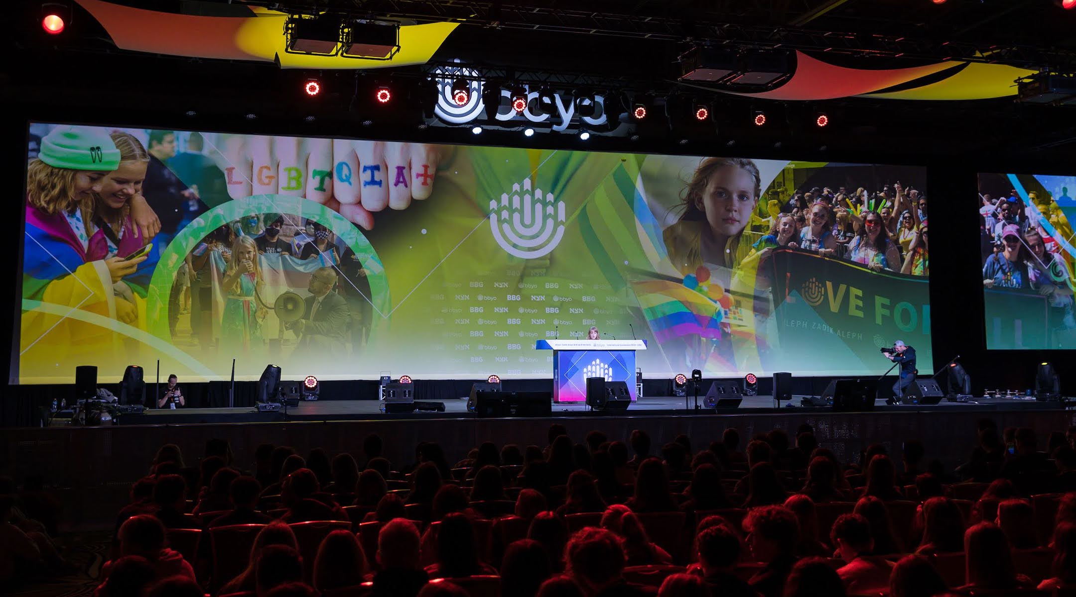 Pride symbols at a Jewish youth conference