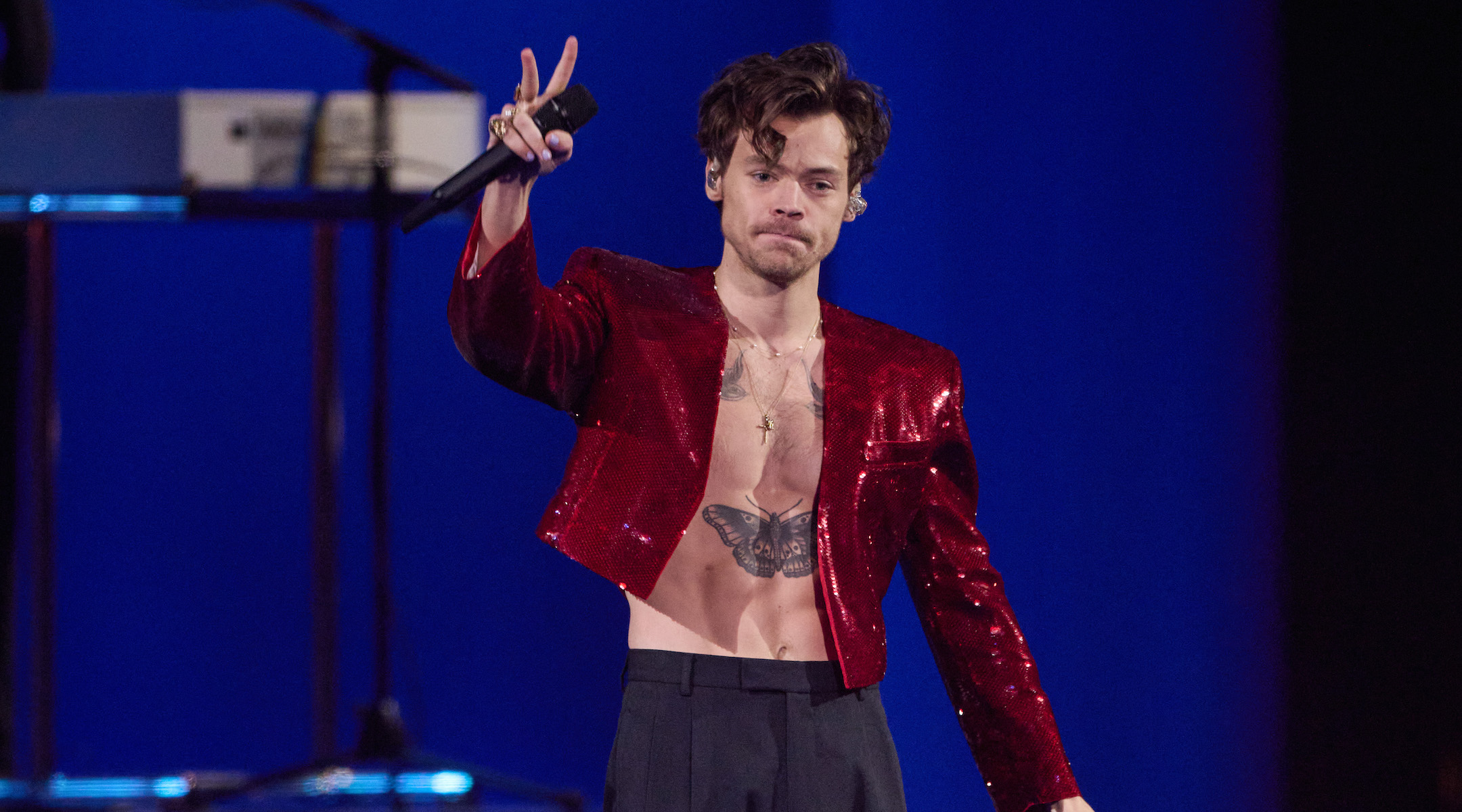 Harry Styles performs at the Brit Awards