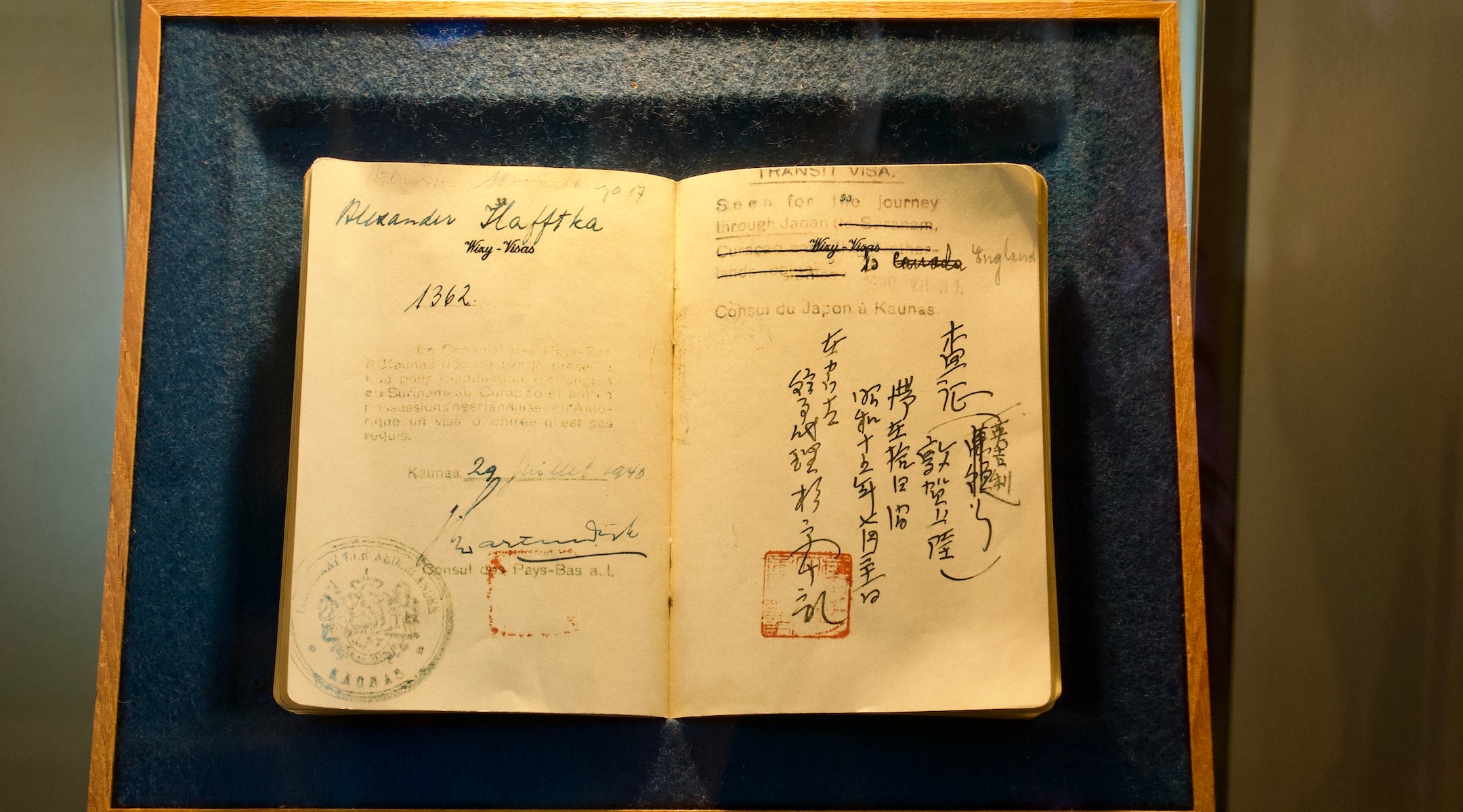 A Sugihara visa seen at the Sugihara Chiune Memorial Hall museum in Yaotsu. (Jordyn Haime)