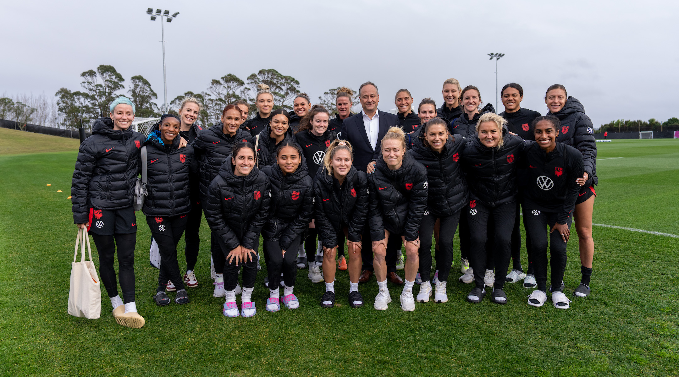 Doug Emhoff with the US Women's National Team