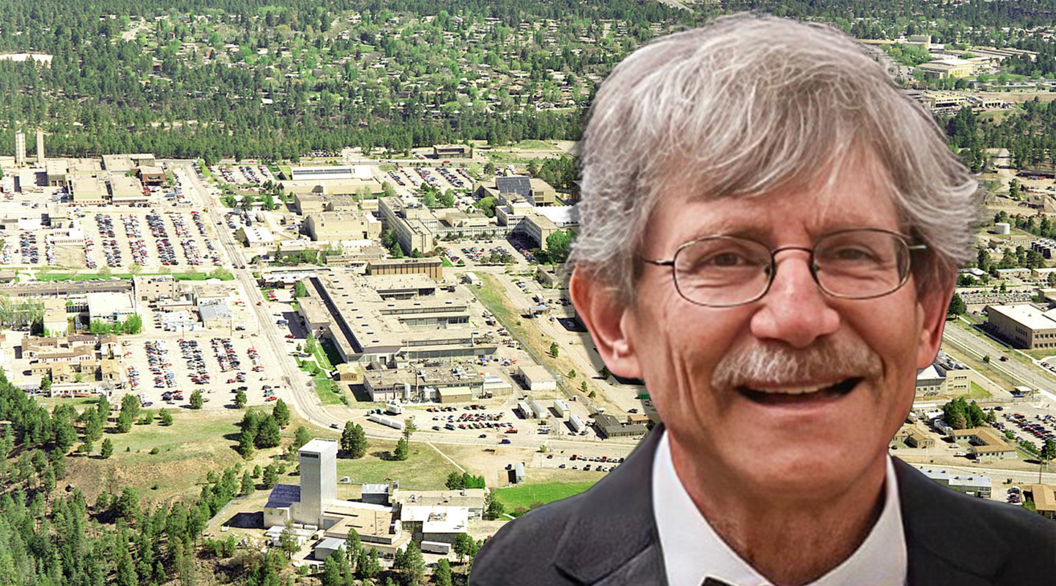 Rabbi Jack Schlachter worked for 30 years as a physicist at Los Alamos National Laboratory (in background). (Courtesy; Los Alamos National Laboratory)