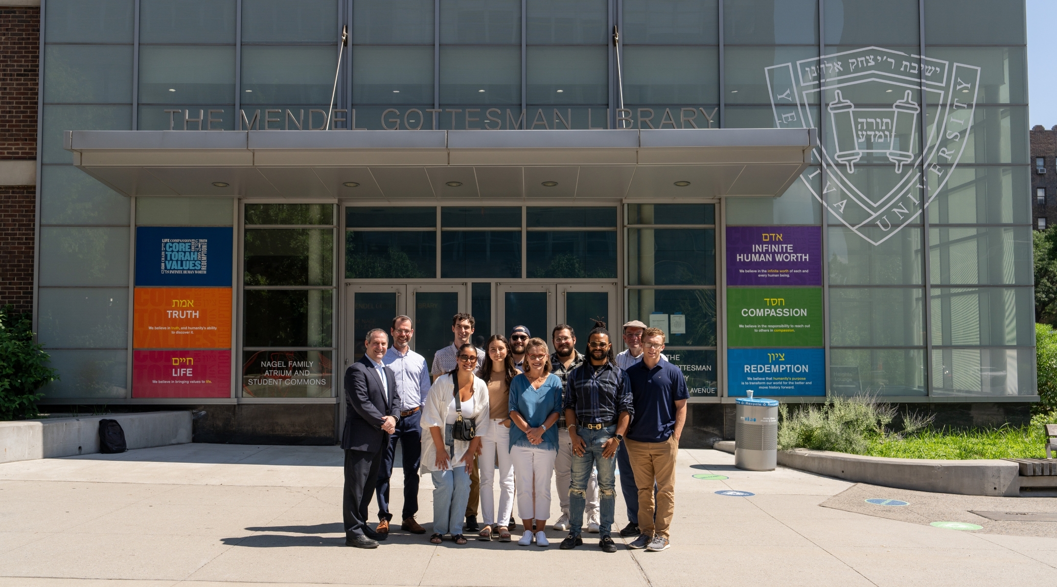 Christian students enrolled in the master’s program for Jewish studies at the Bernard Revel Graduate School of Jewish Studies at Yeshiva University, most of whom will study remotely, recently toured the New York campus. (Courtesy Yeshiva University)