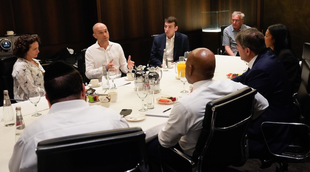 Mayor Eric Adams meets with representatives of the Israeli protest movement against the government's judicial overhaul on August 22, 2023 in Jerusalem. (Eric Adams/Twitter)