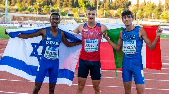 Mamu Noam of Israel, Jakub Dudycha of the Czech Republic and Davide De Rosa of Italy