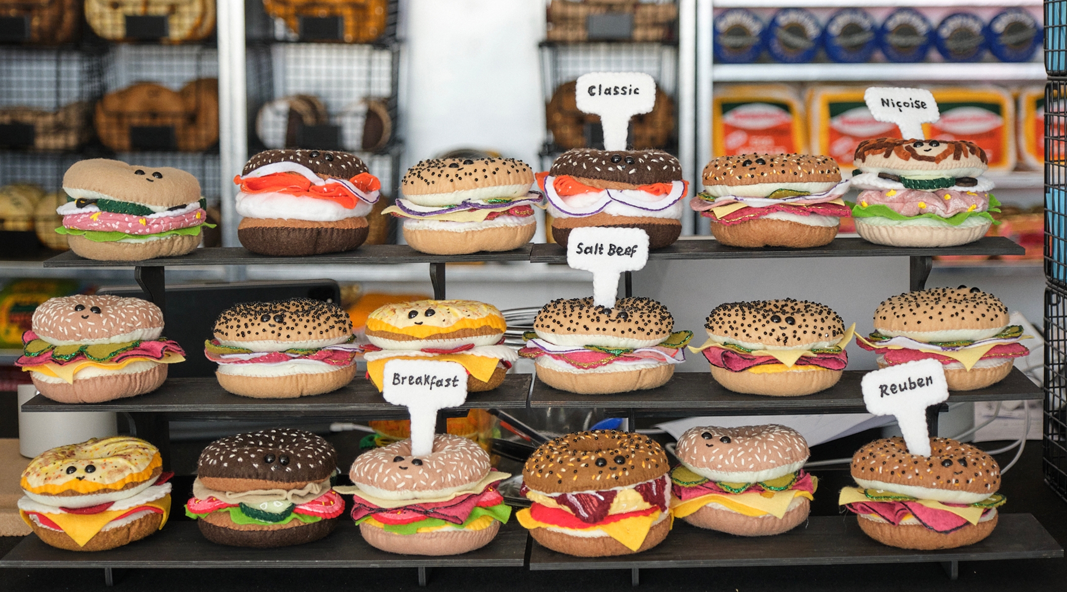 This one-of-a-kind bagel shop is made entirely of felt - Jewish ...