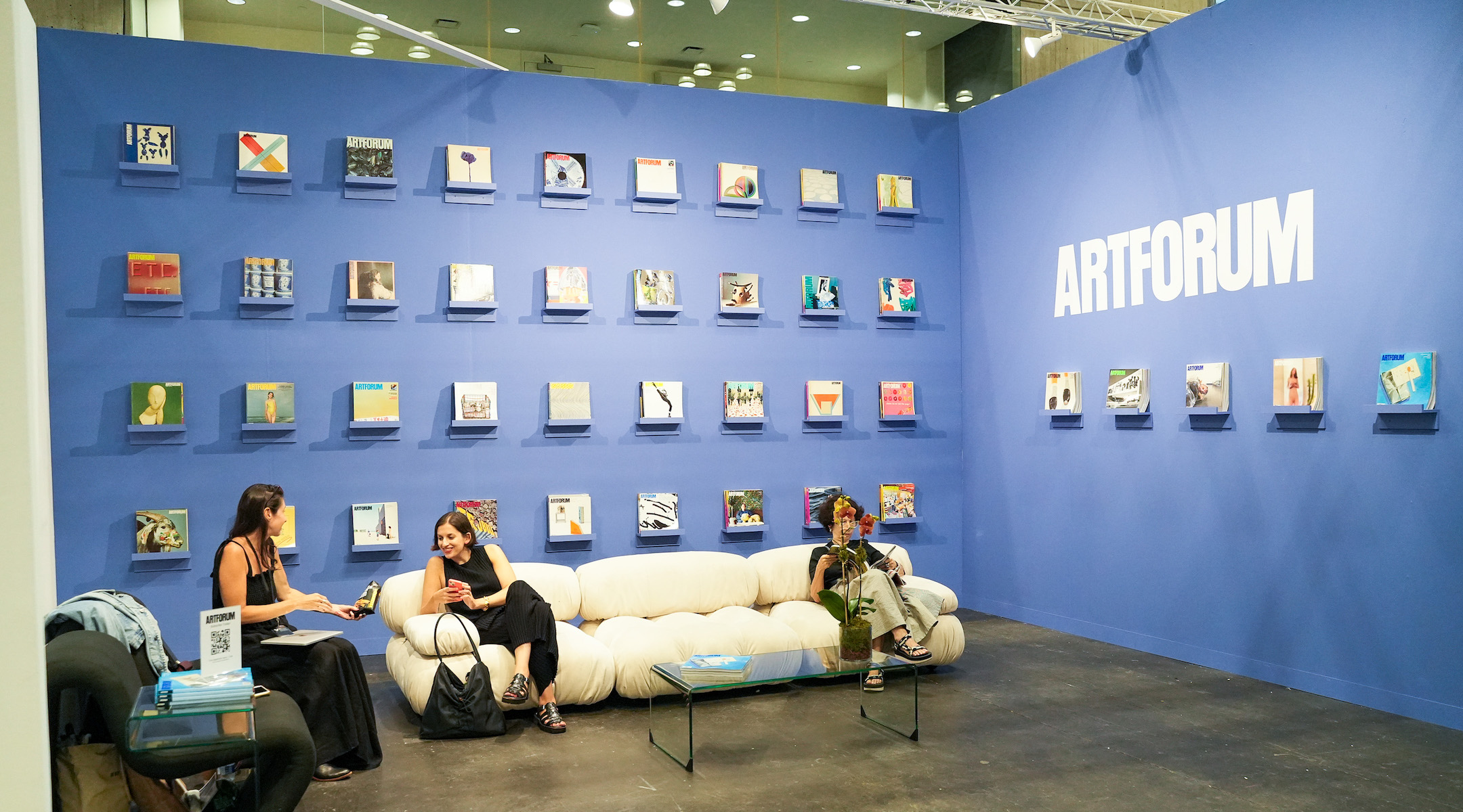 A booth at an art trade show