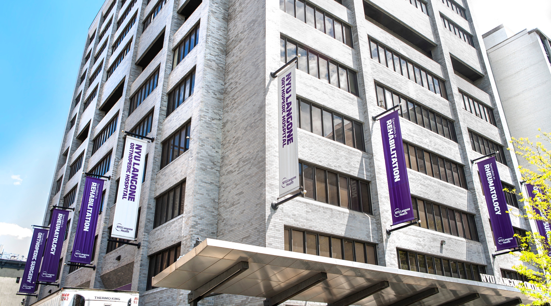 The exterior of NYU's hospital