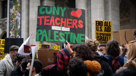 Pro-Palestinian demonstrators at a rally near Bryant Park, November 9, 2023. (Luke Tress)