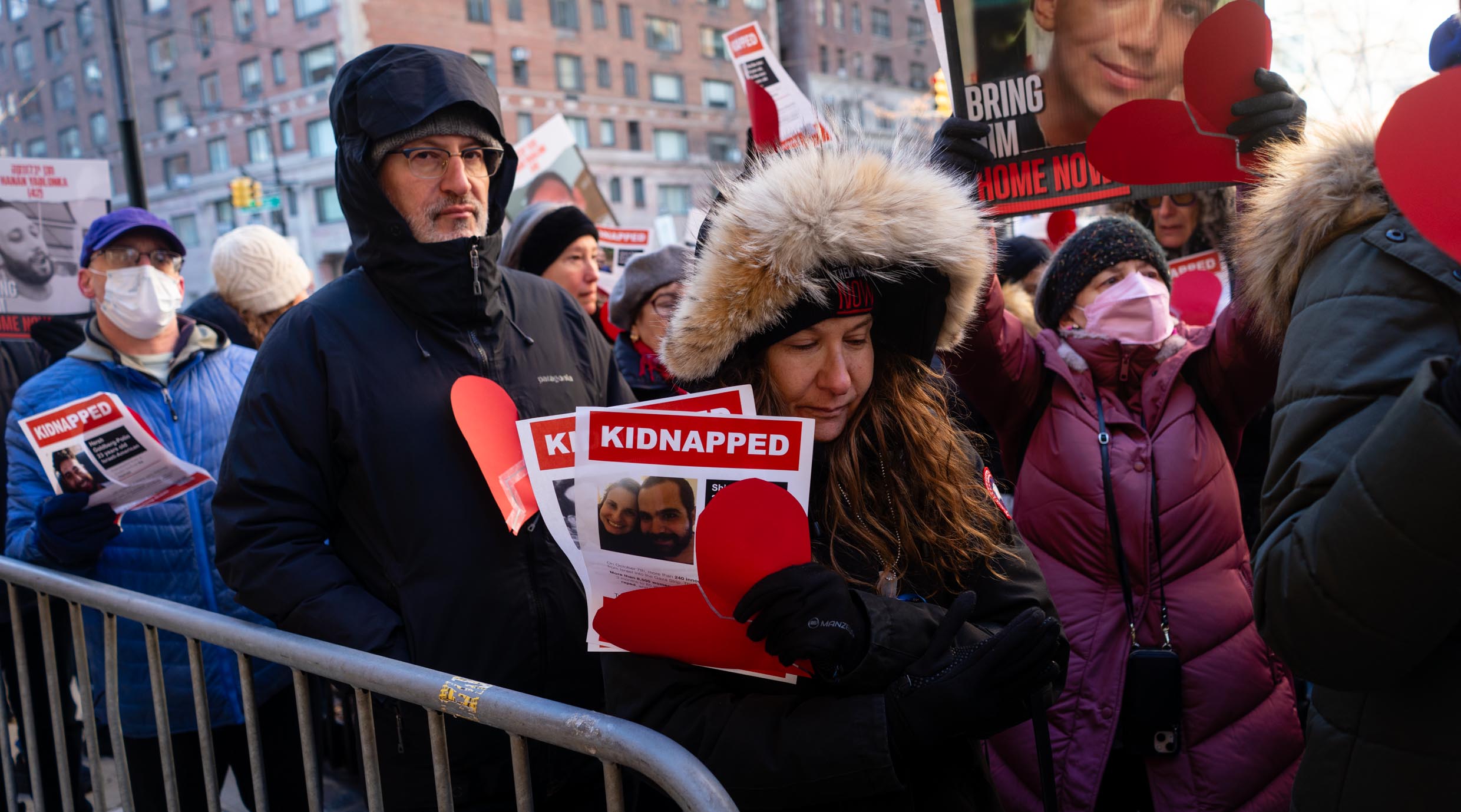 Protesters outside the home of U.N. Secretary-General Antonio Guterres, January 5, 2024. (Luke Tress)