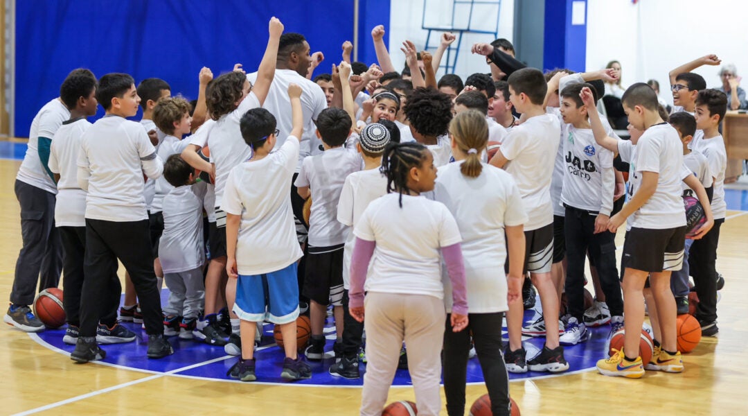 Kids playing basketball