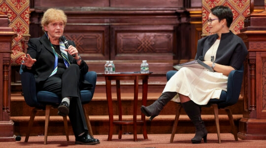 U.S. Special Envoy for Antisemitism Deborah Lipstadt speaks with Rabbi Angela Buchdahl at Manhattan's Central Synagogue, Feb. 27, 2024. (Courtesy/Michael Priest Photography)