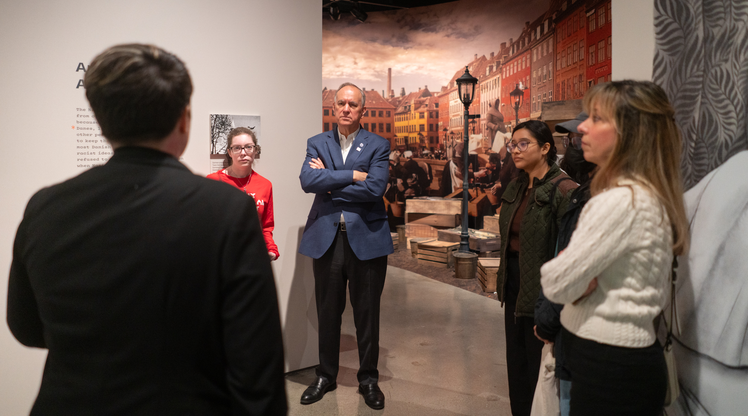 CUNY students and CUNY Chancellor Félix V. Matos Rodríguez tour the Museum of Jewish Heritage, March 15, 2024. (Luke Tress)