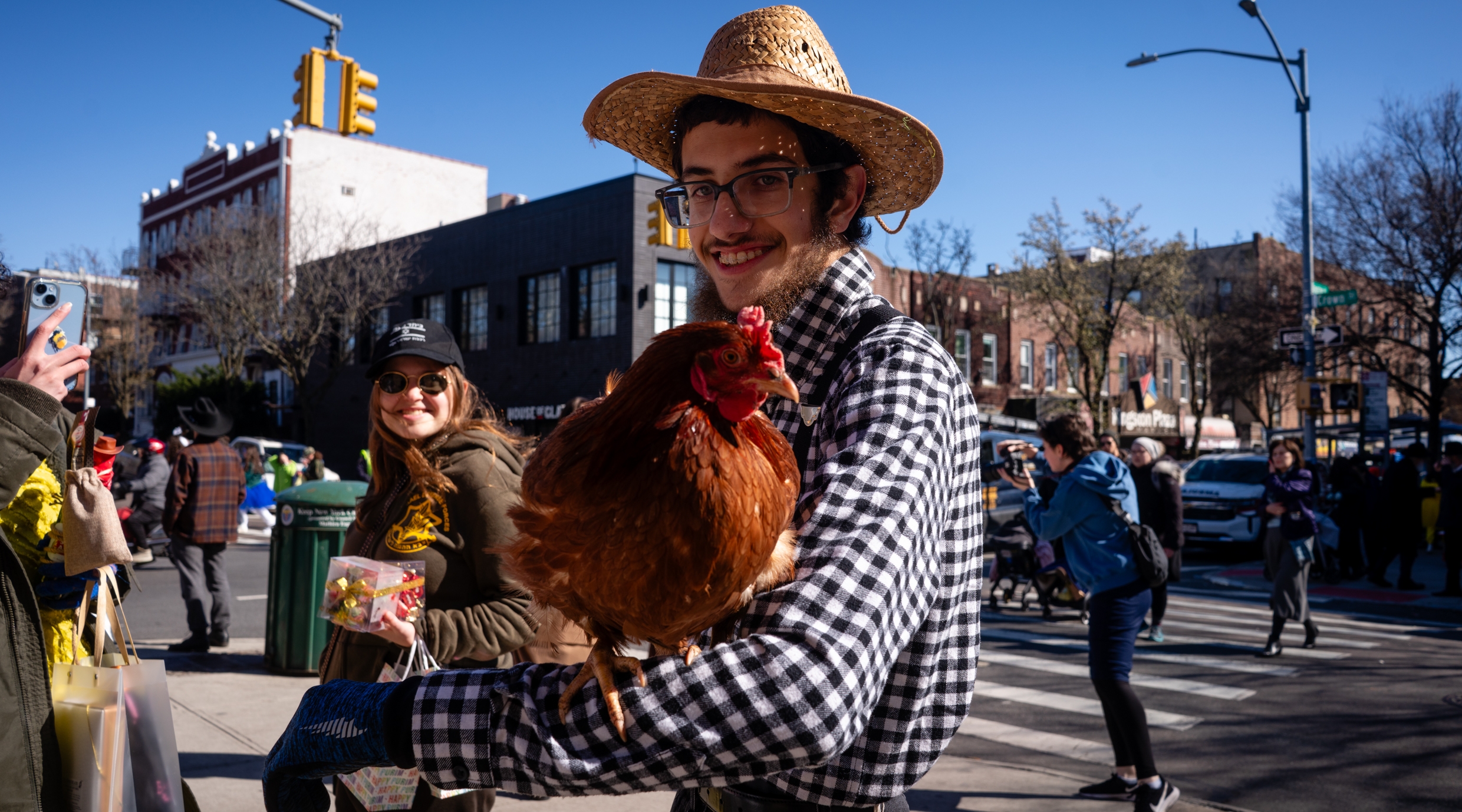 Purim in Crown Heights, Brooklyn, March 24, 2024. (Luke Tress)