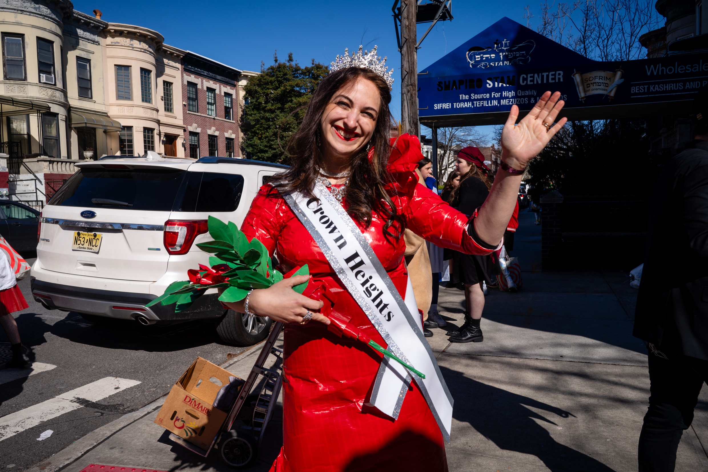 Purim in Crown Heights, Brooklyn, March 24, 2024. (Luke Tress)