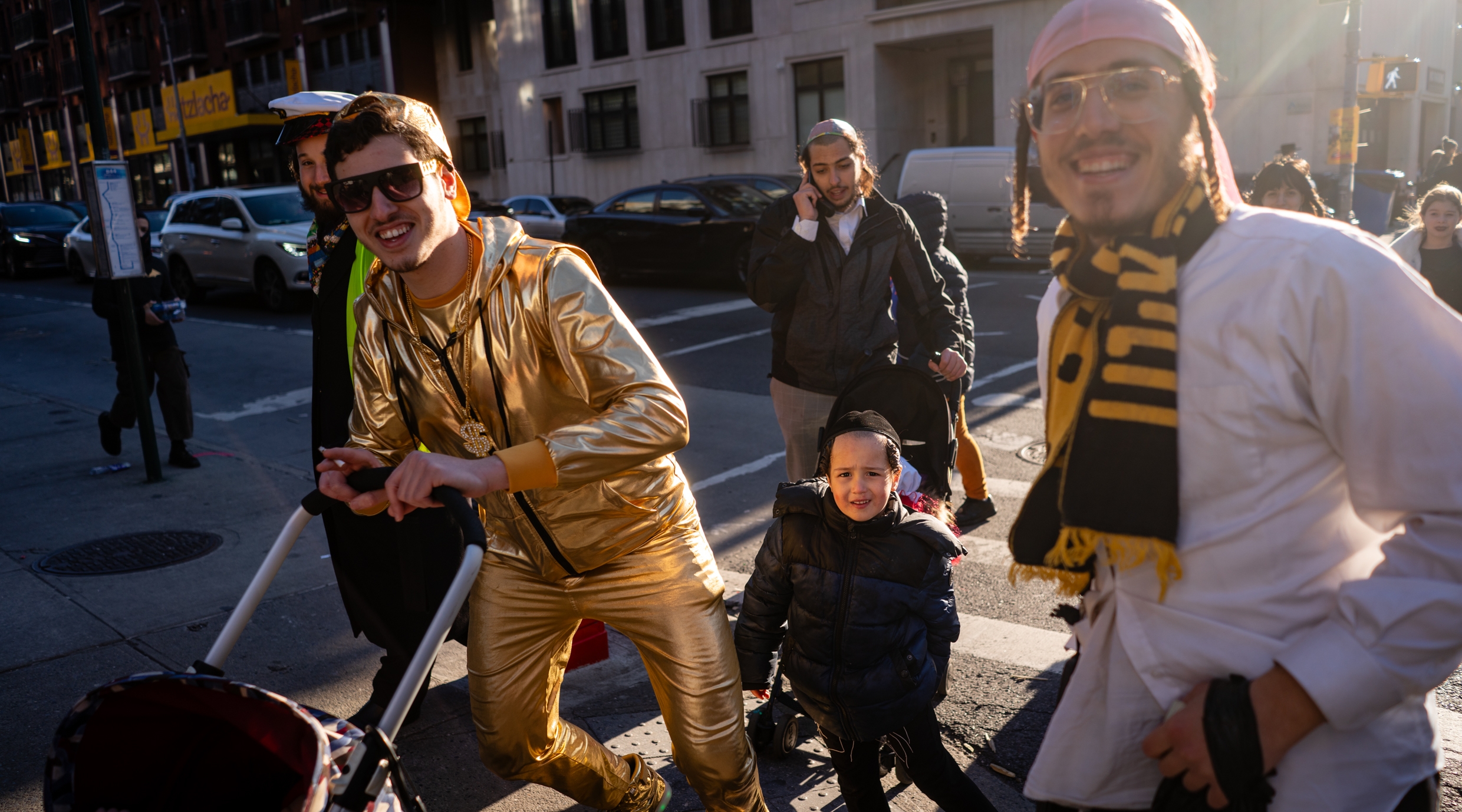 Purim in Williamsburg, Brooklyn, March 24, 2024. (Luke Tress)