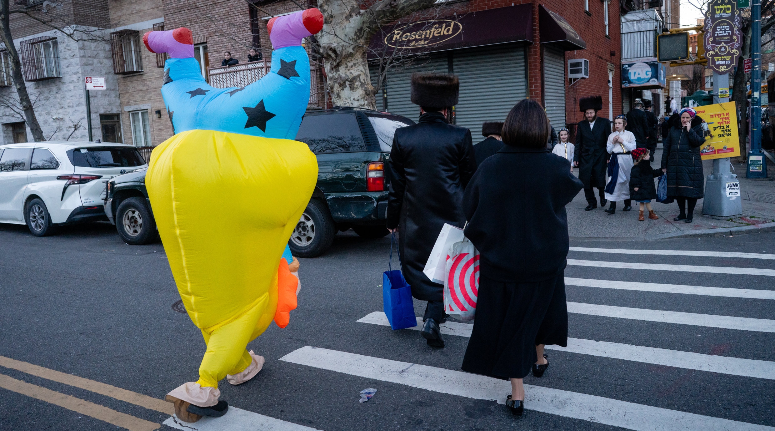 Purim in Williamsburg, Brooklyn, March 24, 2024. (Luke Tress)