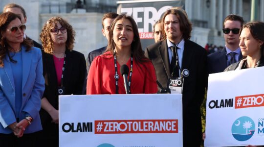 A Jewish student speaks at a press conference outside the U.S. Capitol