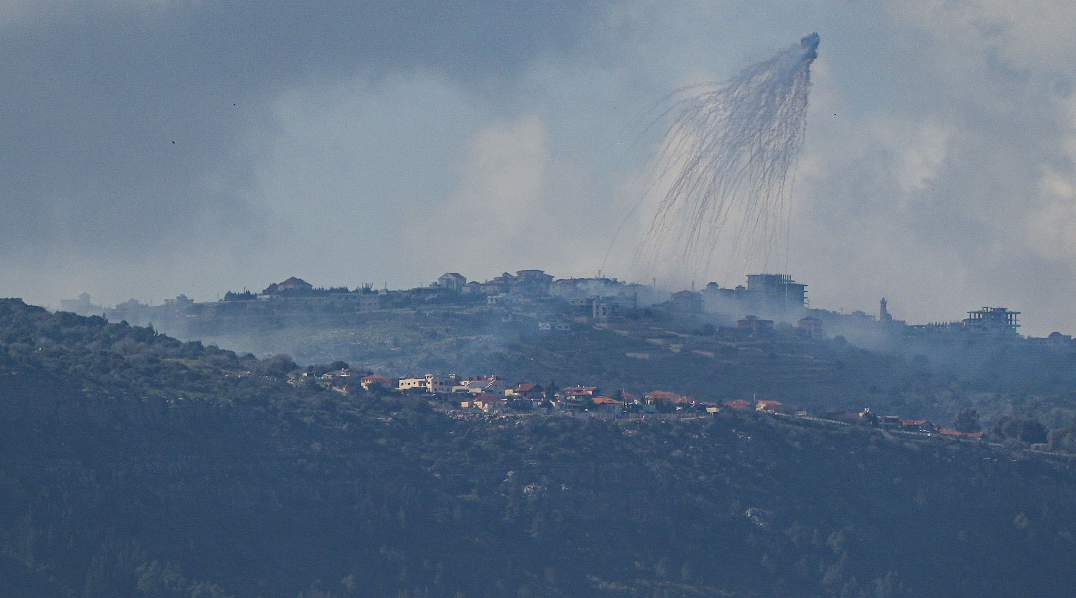 Smoke rises after an Israeli air strike in southern Lebanon, seen from the Israeli side of the border on March 4, 2024. (Ayal Margolin/Flash90)