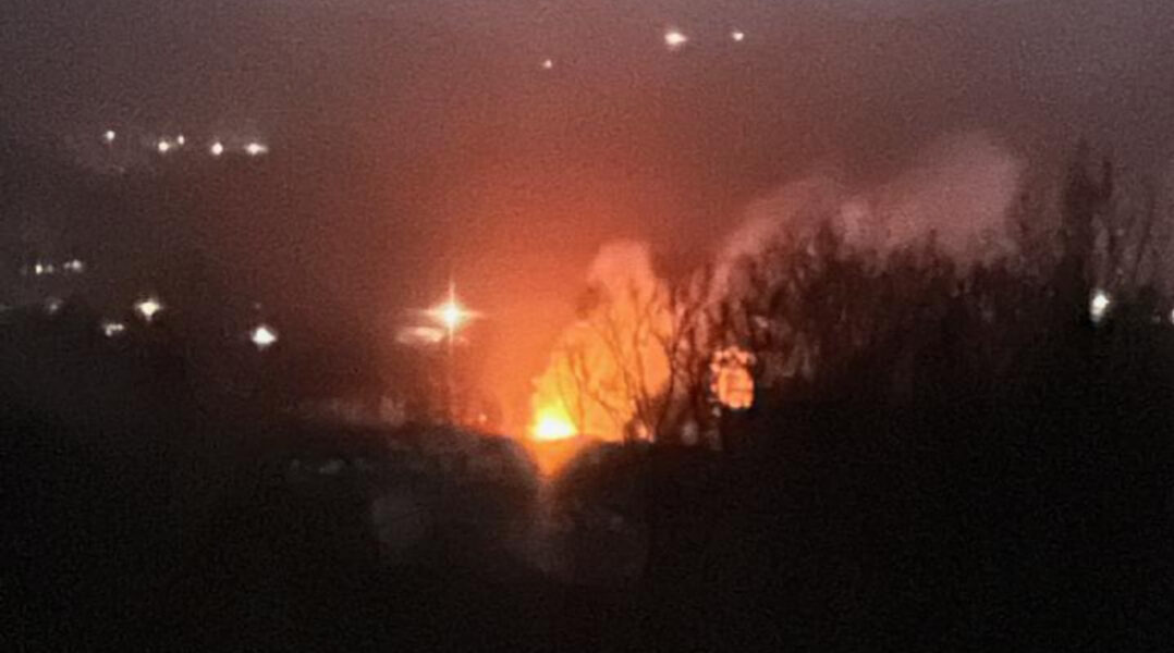 The view of the Nevele Grand Hotel fire seen from Barbara Hoff's home in the town of Cragsmoor, March 19, 2024. (Barbara Hoff)