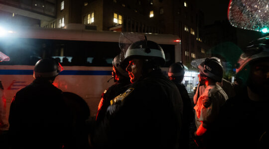 Police outside Columbia University, April 30, 2024. (Luke Tress)