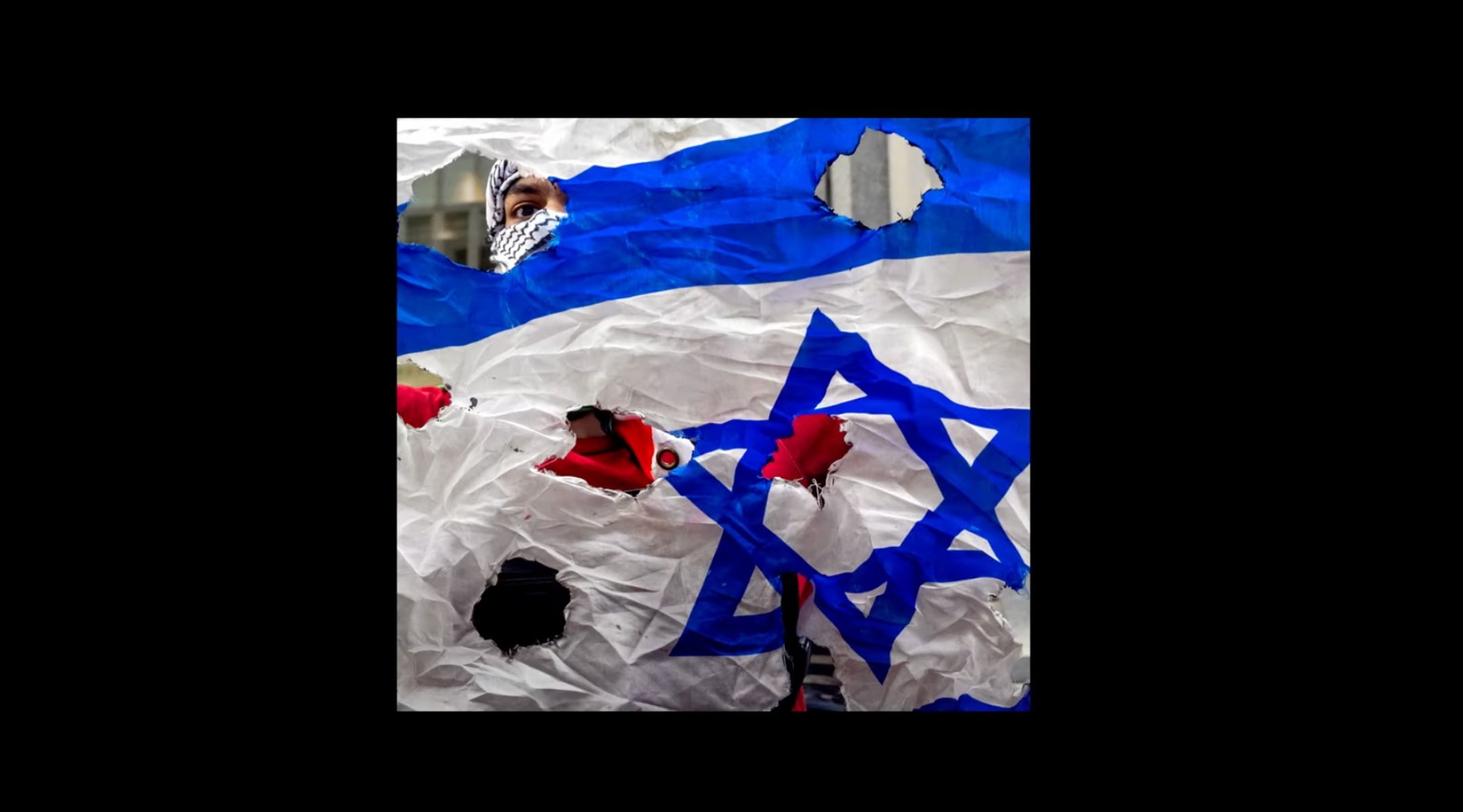 Burned Israeli flag