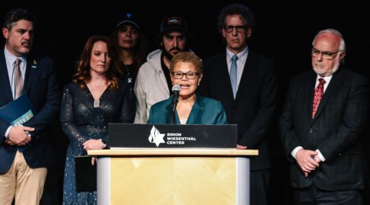 Karen Bass at a press conference