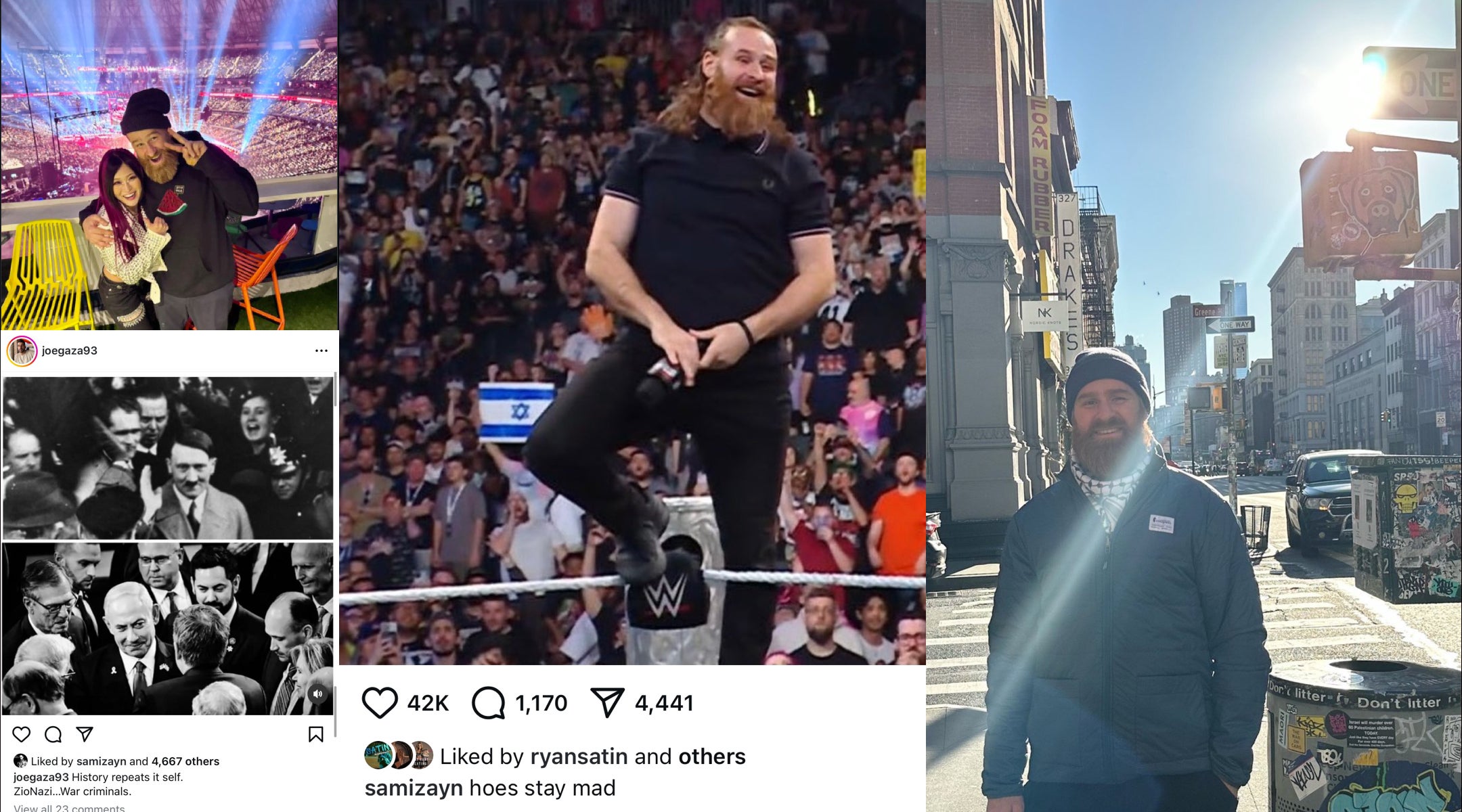 Social media images of wrestler Sami Zayn