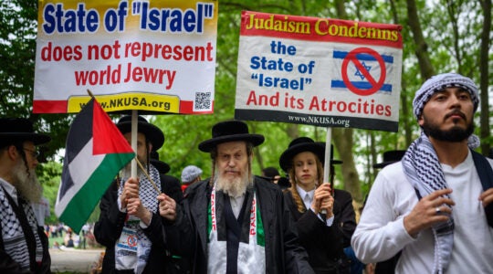 Members of Neturei Karta protest on May 15, 2025, in New York City. (Alexi Rosenfeld/Getty Images)
