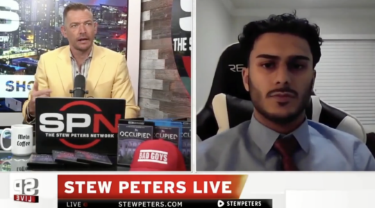 Temple University student Mo Khan and Stew Peters, an antisemitic podcaster.