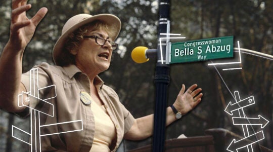 Bella abzug speaking into a microphone