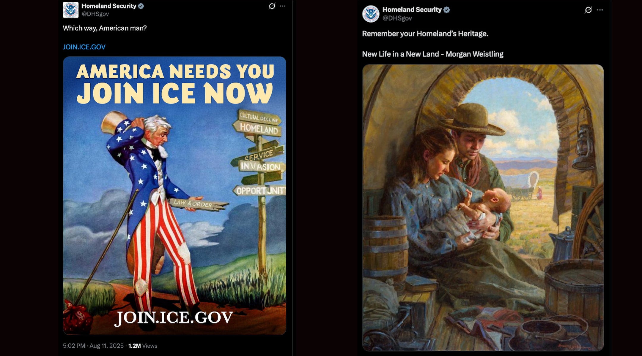 Social media posts by the Department of Homeland Security