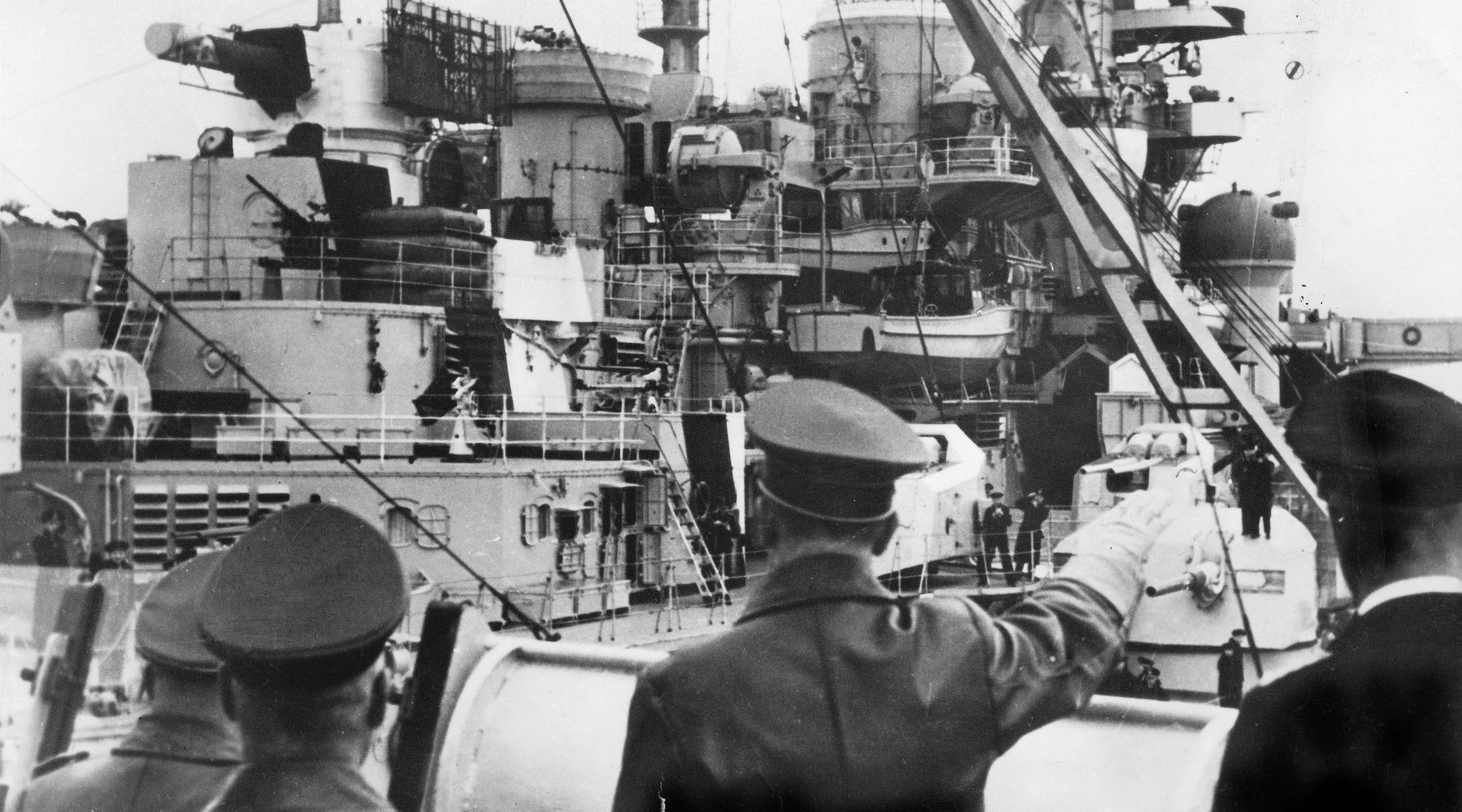 Hitler attends the launch of a Nazi boat: b/w photo