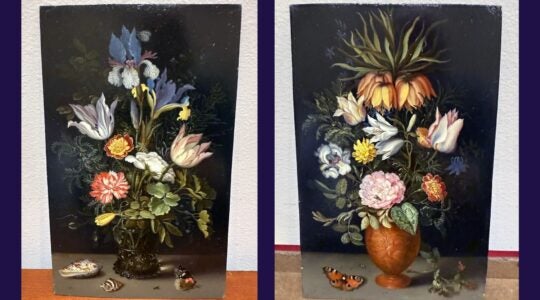 Two floral oil paintings on copper plates.