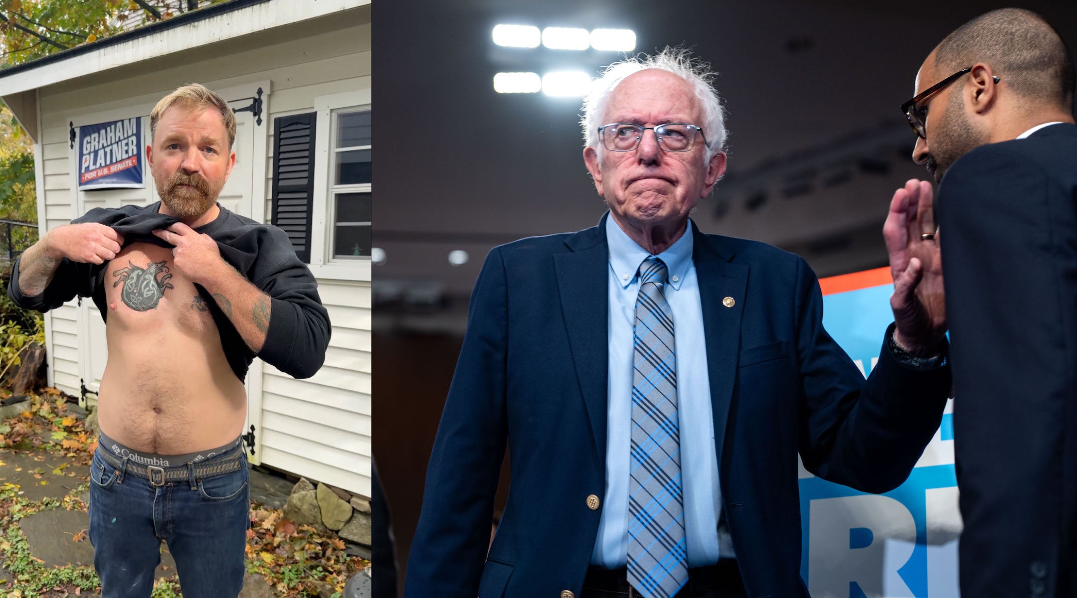 A Senate candidate shows off his tattoo replacement; Bernie Sanders on the Hill